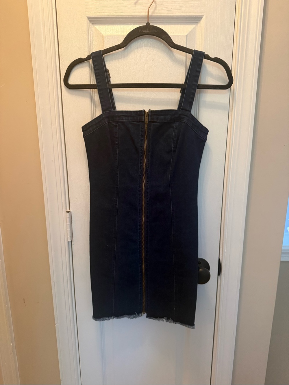Dark Blue Denim Zip-Front Mini Dress